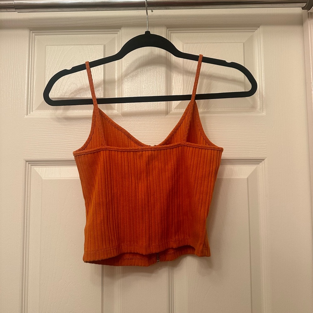 Garage Orange Ribbed Zip-Front Cami - Picture 4 of 5